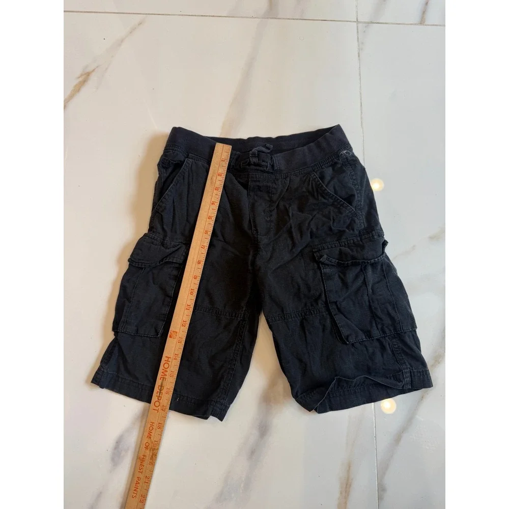 Epic Threads Kids Black Cargo Shorts Cotton Elastic Waist Drawstring Size S